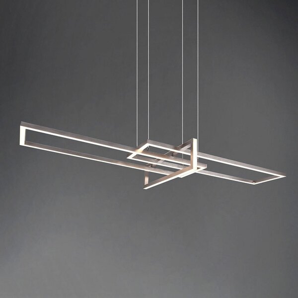 Trio Lighting Lampă suspendată LED Salinas, 3000K, nichel mat, reglabil, Gri, Camera de zi / sufragerie, Metal, Modern