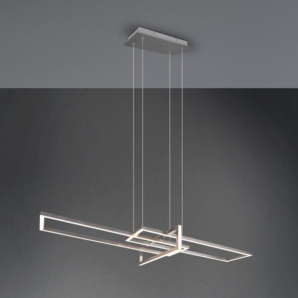 Trio Lighting Lampă suspendată LED Salinas, 3000K, nichel mat, reglabil, Gri, Camera de zi / sufragerie, Metal, Modern
