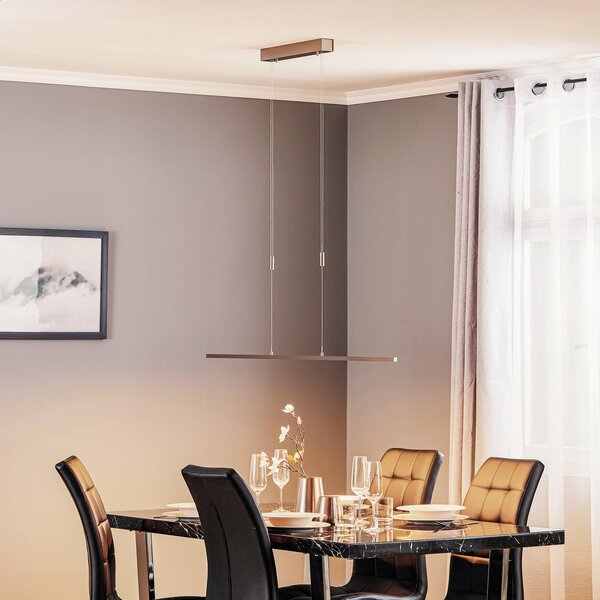 Quitani Suspensie cu LED Tolu, nichel, lungime 118 cm, reglabil, Gri, Camera de zi / sufragerie, Metal, Modern