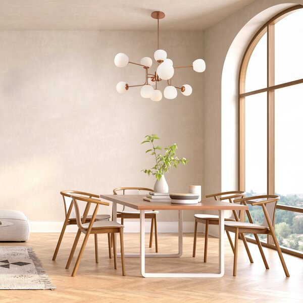 Maytoni candelabru Erich, alamă rosé sticlă/metal 12 becuri., reglabil, Auriu / Alamă, Camera de zi / sufragerie, Metal, Modern, glob