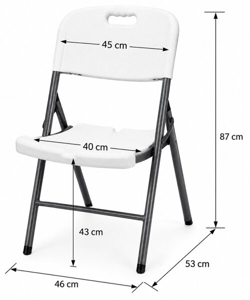 Scaun pliabil pentru gradina, camping, catering, cadru metalic, 120 kg, 46x53x87 cm