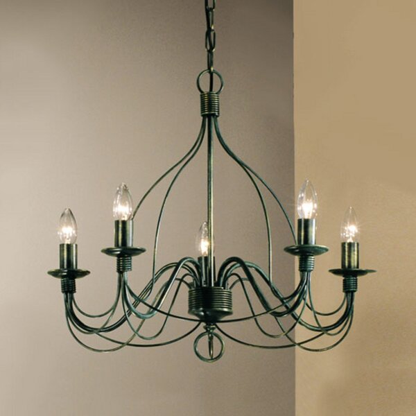 Kögl Candelabru FILO cu 5 lumini verde antichitate, reglabil, Verde, Camera de zi / sufragerie, Metal, Antichitate