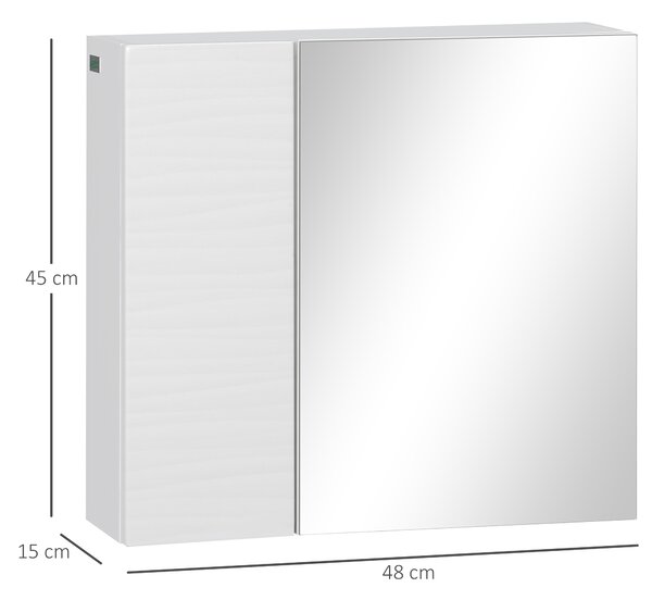 Kleankin Dulap cu Oglindă pentru Baie, 4 Rafturi Reglabile, Montare pe Perete, 48x15x45 cm, din PAL și Sticlă | Aosom Romania