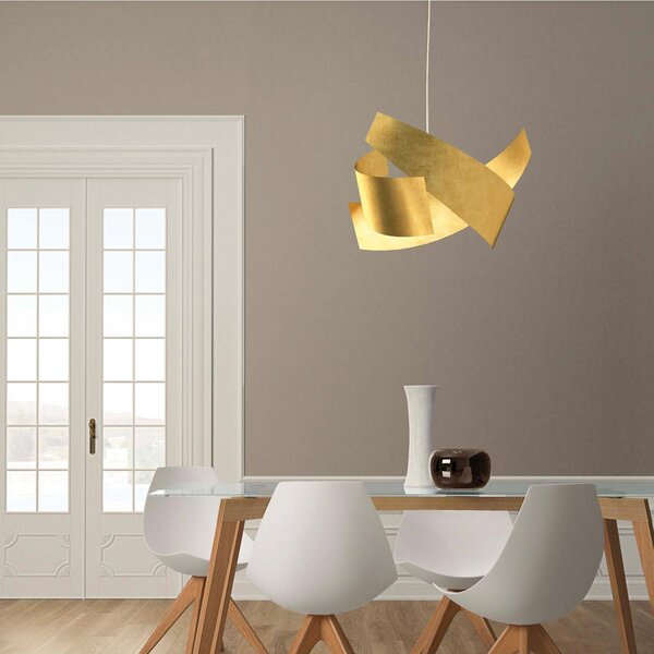 Marchetti Lampă suspendată Ella elegantă, foiță de aur, reglabil, Auriu / Alamă, Camera de zi / sufragerie, Metal, Design
