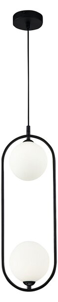 Maytoni Ring lampă suspendată 2 becuri negru/alb, reglabil, Negru, Camera de zi / sufragerie, Metal, Modern, glob