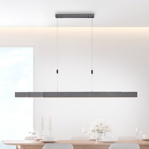 PURE Lampă suspendată LED Moto, platină, dimabil, CCT, reglabil, Metalic, Camera de zi / sufragerie, Metal, Modern