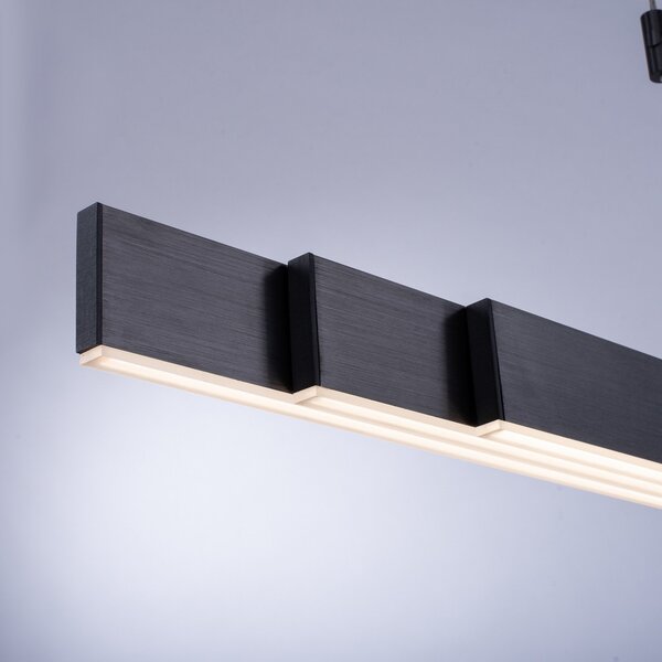 PURE Lampă suspendată LED Moto, platină, dimabil, CCT, reglabil, Metalic, Camera de zi / sufragerie, Metal, Modern