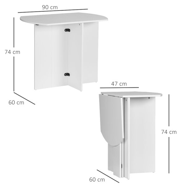 HOMCOM Masă Pliabilă Bucătărie Prânz Lemn Melamină Ușor de Curățat Design Compact Alb | Aosom Romania