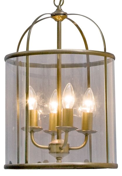 Steinhauer Lampă suspendată Pimpernel, Ø 32 cm, bronz, sticlă transparentă, reglabil, Bronz / Alamă Veche, Hol, Metal, Antichitate