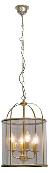 Steinhauer Lampă suspendată Pimpernel, Ø 32 cm, bronz, sticlă transparentă, reglabil, Bronz / Alamă Veche, Hol, Metal, Antichitate