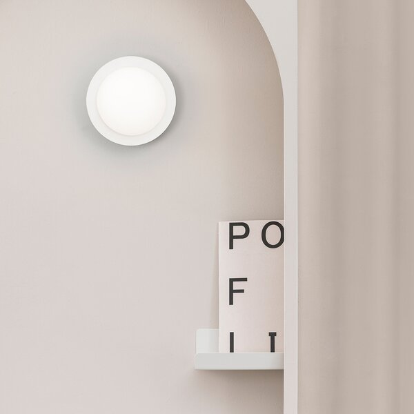FARO BARCELONA Aplică de perete LED May IP44, albă, Alb, Camera de zi / sufragerie, Sticlă, Modern