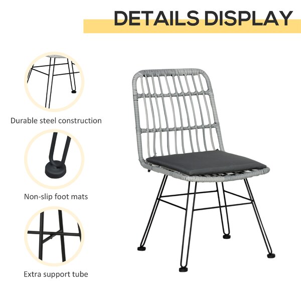 Outsunny Set Mobilier Grădină 3 Piese din Ratan, Salon Exterior cu Măsuță de Cafea și Scaune, Ideal pentru Spații Deschise, Gri | Aosom Romania