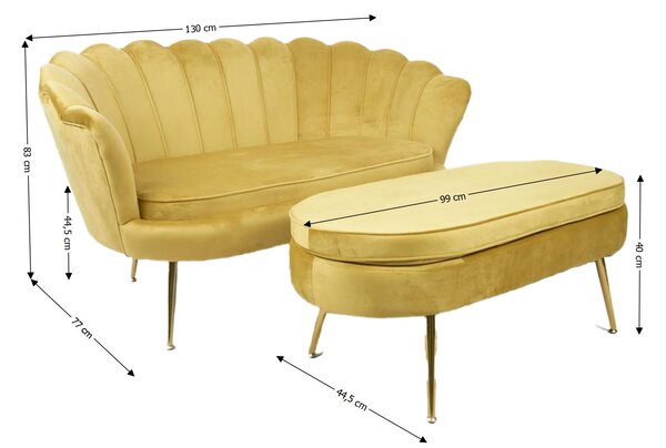 Set Marbella Canapea cu Masuta KJL213, Galben