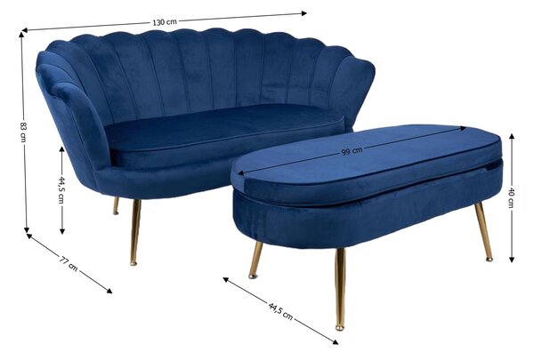 Set Marbella Canapea cu Masuta KJL213, Albastru