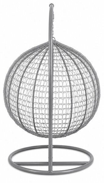 Fotoliu suspendat oval, perna si tetiera, structura otel, gri antracit/maro, 103x107x195 cm