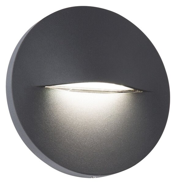 Viokef Aplică de exterior cu LED Vita, gri închis, Ø 14 cm, Gri, Aluminiu, Modern, Soclu de perete jos