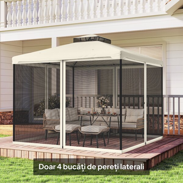 Plasa de Tantari Outsunny, Perdele de Rezerva, Balamale, 302x207cm, Negru si Bej | Aosom Romania