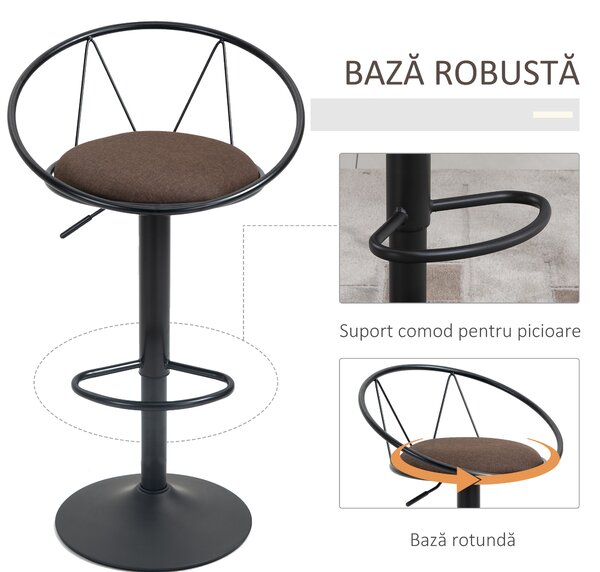 Set 2 scaune bar cu rotire de 360 de grade si suport pentru picioare 51x46x78-100cm HOMCOM | Aosom Romania