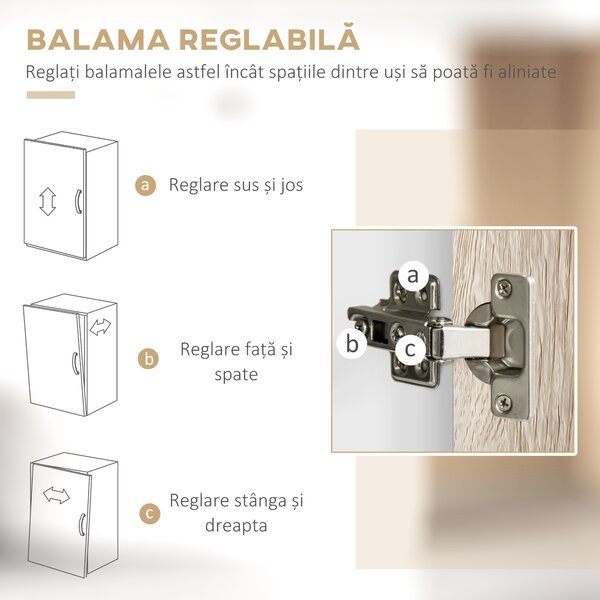 HOMCOM Bufet de Bucătărie Spațios, Dulap cu Sertare și Uși, Design Modern, 100x39x180 cm, Alb și Lemn Natural | Aosom Romania
