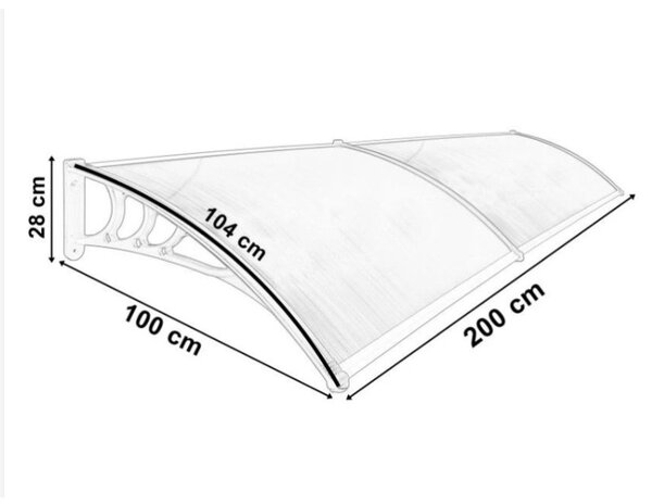 Copertina fixa policarbonata, protectie UV, 100 x 200 cm, maro