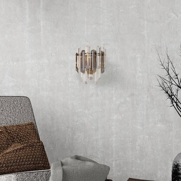 Maytoni Flare aplică de perete cu decor cristal, reglabil, Auriu / Alamă, Camera de zi / sufragerie, Cristal, Modern