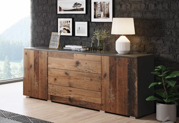 Comoda URAL 150, 150x68x39, matera/stil vechi inchis