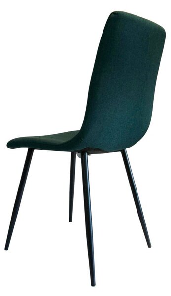 Scaun dining, tapiterie stofa, inaltime totala 91 cm, latime 43 cm, picioare metalice negre, stil elegant, verde