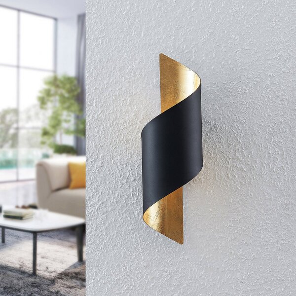 Lindby Aplică de perete Desirio, negru / auriu, 35cm, metal, reglabil, Negru, Camera de zi / sufragerie, Metal, Modern