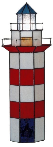 Clayre&Eef Lampă decorativă Claas stil Tiffany 56 cm, Roșu, Camera de zi / sufragerie, Sticlă, Tiffany