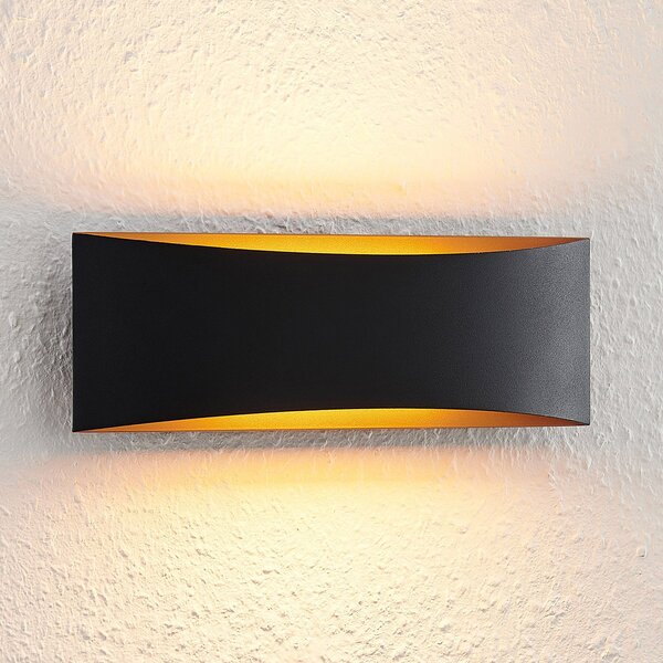 Arcchio Aplică de perete cu LED Jelle, 27 cm, negru/galben, sus/jos, Negru, Camera de zi / sufragerie, Metal, Modern