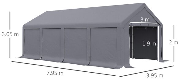 Cort de petrecere Outsunny 4 x 8 m pentru exterior, Gri inchis 4 x 8 m | Aosom Romania