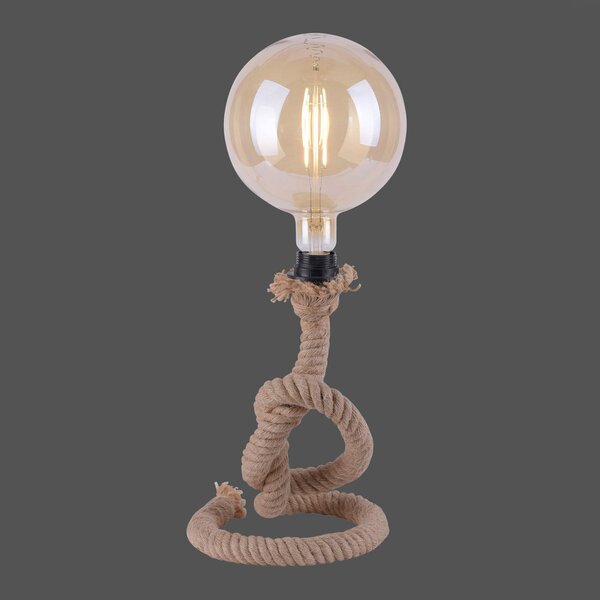 JUST LIGHT. GmbH Lampă de masă Rope din funie groasă, Maro / Rugină, Camera de zi / sufragerie, Maritimă