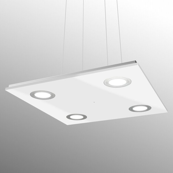 Evotec Pano lampă suspendată pătrată LED, albă, reglabil, Alb, Camera de zi / sufragerie, Metal, Modern