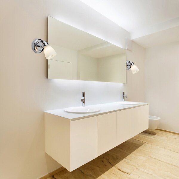 Brilliant Kensington aplică cromată cu IP44, reglabil, Metalic, Baie, Metal, Modern