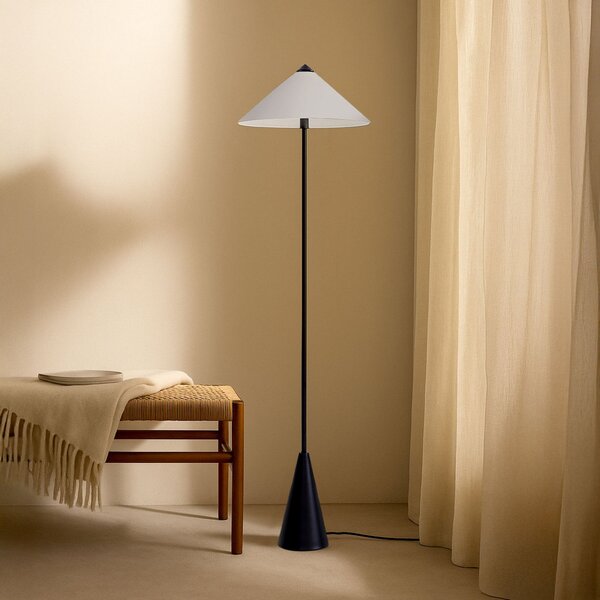 Lindby Lampadar Norvik, înălțime 150 cm, negru/gri, metal, Negru, Camera de zi / sufragerie, Metal, Modern