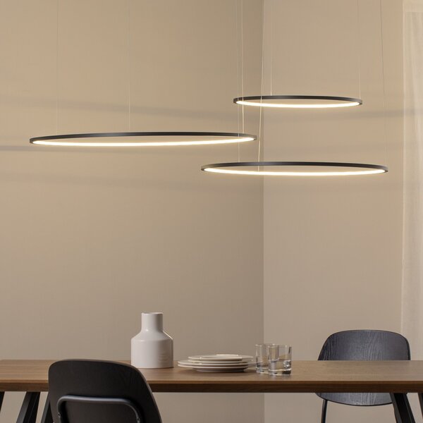 Milagro Lighting Lampă suspendată LED Saturno, negru, 3 becuri, metal, 4.000 K, Negru, Camera de zi / sufragerie, Metal, Modern