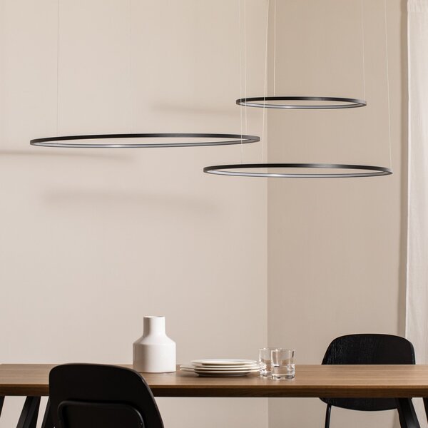 Milagro Lighting Lampă suspendată LED Saturno, negru, 3 becuri, metal, 4.000 K, Negru, Camera de zi / sufragerie, Metal, Modern
