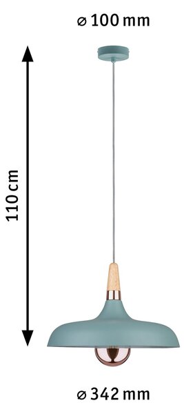 Paulmann Juna lampă suspendată, 1 bec, Ø 34,2 cm, reglabil, Verde, Camera de zi / sufragerie, Metal, Scandinavă