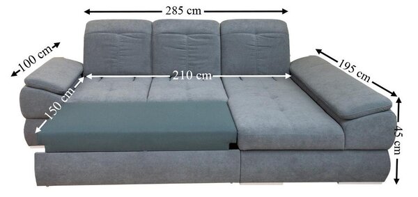 Colțar Extensibil Denver 2 Gri Deschis- Vega 33 Dreapta