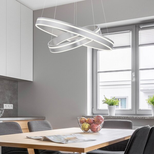Q-Smart-Home Paul Neuhaus Q-VITO lampă suspendată 2 becuri oțel, reglabil, Metalic, Camera de zi / sufragerie, Metal, Modern