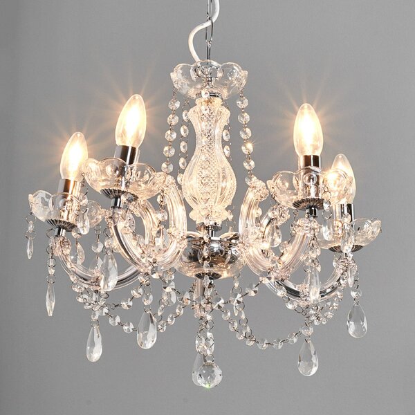 Searchlight Candelabru Marie Therese, crom, 5 becuri, reglabil, Metalic, Camera de zi / sufragerie, Metal
