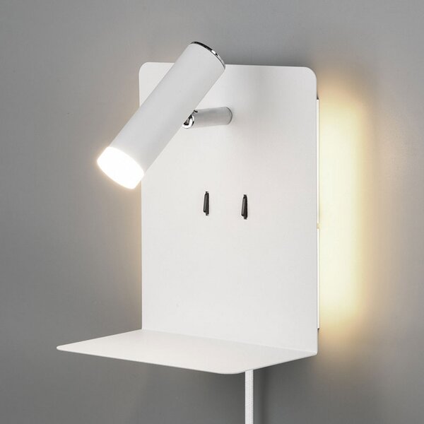 Trio Lighting LED lampă de perete Element cu raft alb mat, Alb, Camera de zi / sufragerie, Metal, Modern