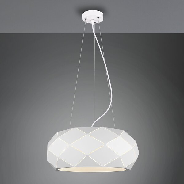Trio Lighting Lampă suspendată Zandor, alb, reglabil, Alb, Camera de zi / sufragerie, Metal, Modern