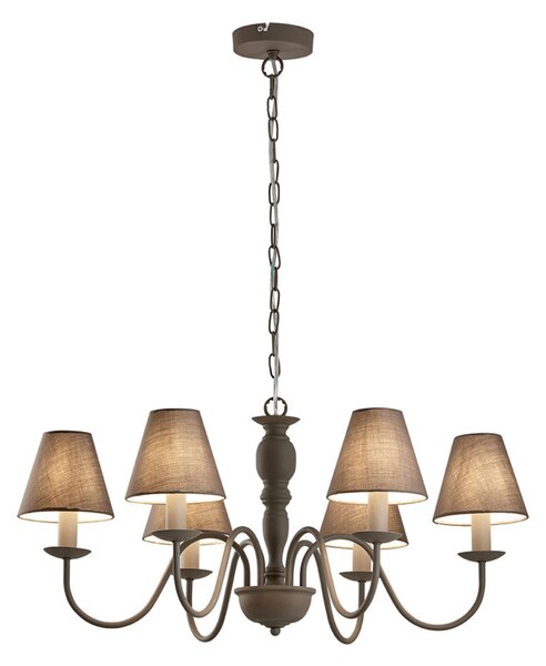 Viokef Candelabru Fatima, gri, 6 becuri, reglabil, Gri, Camera de zi / sufragerie, Metal, Casă de țară / Rustic