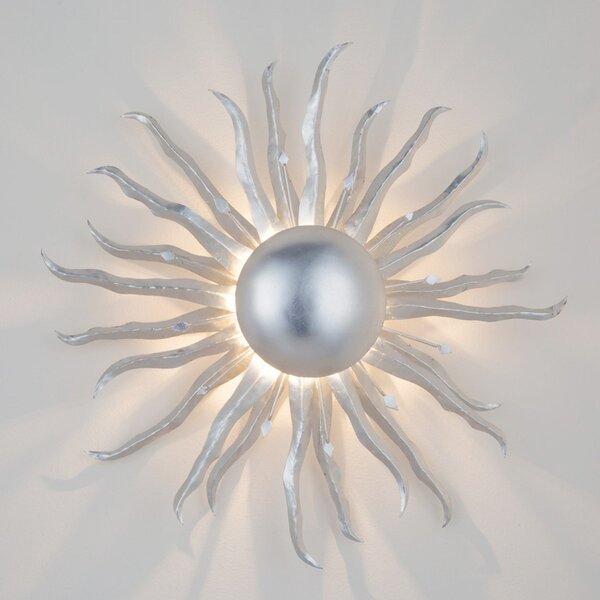 Holländer Aplică de perete Soare Ø 70 cm argintiu, reglabil, Gri, Camera de zi / sufragerie, Metal, Design