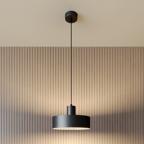 SIGMA Lampă suspendată Rif din metal, negru, Ø 25 cm, reglabil, Negru, Camera de zi / sufragerie, Metal, Modern