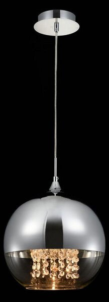 Maytoni Lampă suspendată Fermi, cristale, Ø 30cm, reglabil, Metalic, Camera de zi / sufragerie, Sticlă, Modern, glob