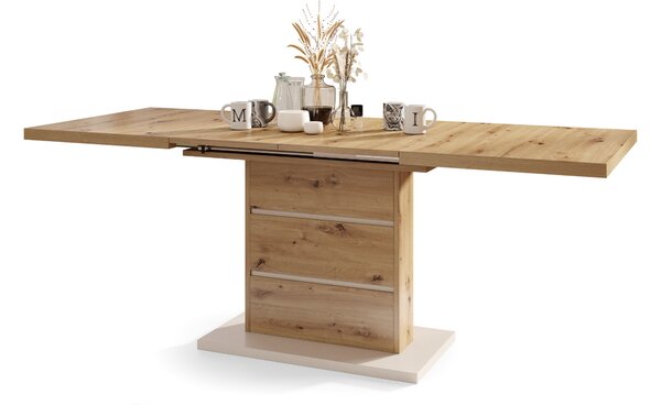 Mazzoni PIANO Stejar Artisan/Bej (Șampanie) - MASĂ EXTENSIBILĂ MODERNĂ PÂNĂ LA 200 cm!