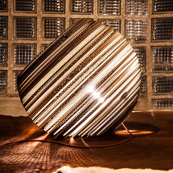 Think Paper Lampă de masă din carton Globe, Ø 44 cm, Maro / Rugină, Camera de zi / sufragerie, Hârtie / Carton, Modern
