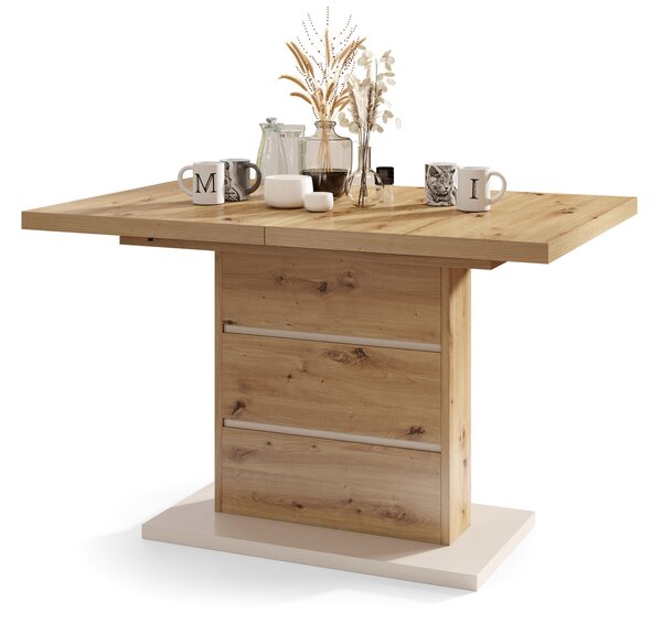 Mazzoni PIANO Stejar Artisan/Bej (Șampanie) - MASĂ EXTENSIBILĂ MODERNĂ PÂNĂ LA 200 cm!